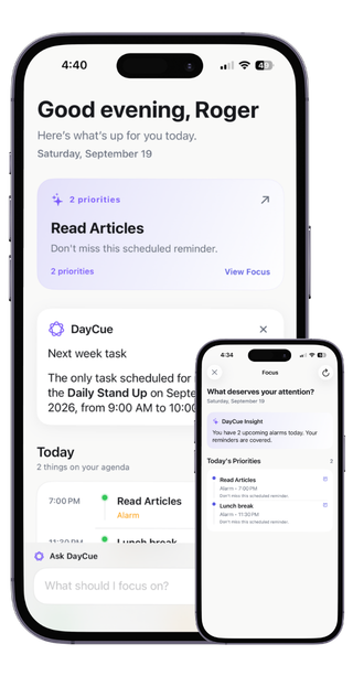 DayCue Daily Agenda